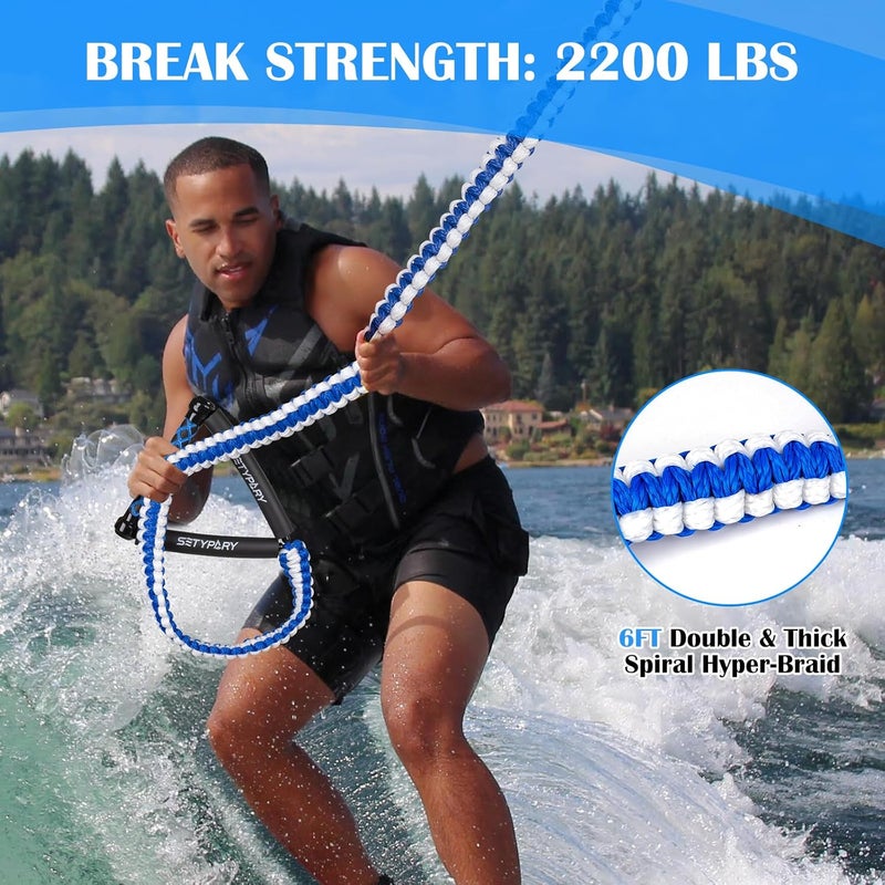 SETYPARY 25ft Wakesurf Rope and Handle, Floating Wake Surf, 6 Section Removeable Surf Tow - Image 2